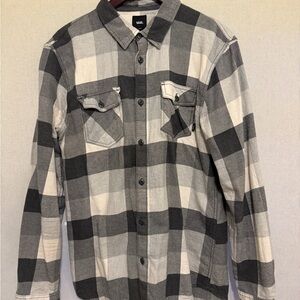 Vans Men's Gray and White Checkered Shirt